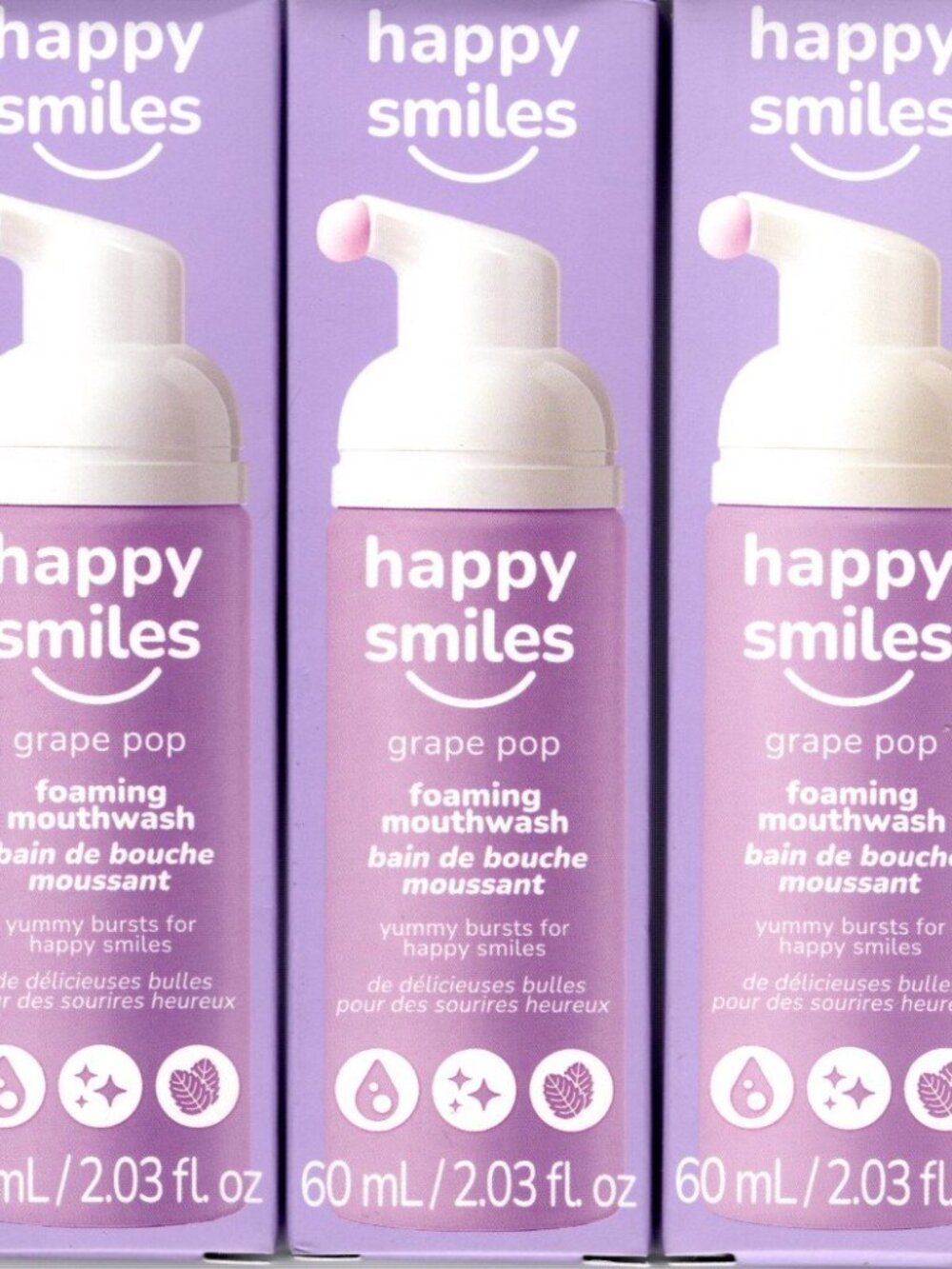 Happy Smiles Grape Pop Foaming Mouthwash 3-Pack, 3 x 2.03 fl. oz.
